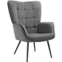 tectake Armchair Hygge - Fine Cord Anthracite/Black in Dark Grey