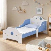 STILVORA Bed Frame Junior with wooden structure blue & white