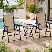 STILVORA Garden Bistro Set Folding with Mesh Table in Tan