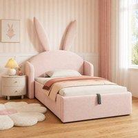 STILVORA Bed Frame 3ft Single with storage rose velvet | Size: Junior
