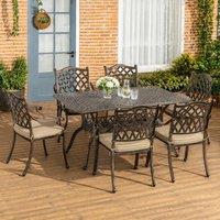 STILVORA Dining Set with Parasol Hole Bronze
