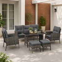 STILVORA Sofa 5-Seater with glass-top table grey