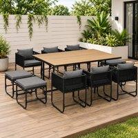 STILVORA Dining Set 10-Seater with Cushions Black