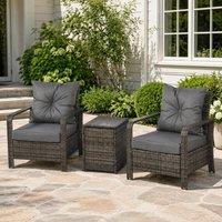 STILVORA 2 Armchairs with storage grey rattan