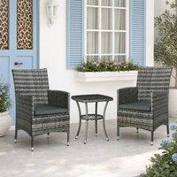 STILVORA Bistro Set with glass table grey