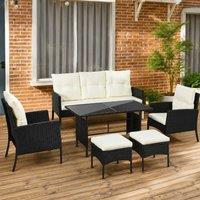 STILVORA Sofa 5-Seater with Glass Table White in Black