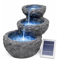 Gardenwize Solar Cascading Three Tiered Rock Garden Water Feature in Grey