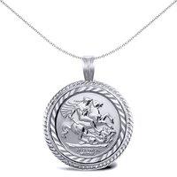 Jewelco London 925 Silver Rope Edge St George Pendant (Full Sov Size)