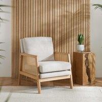 Birlea Rattan Arm Chair Accent White Fabric Ivy Easy Chair