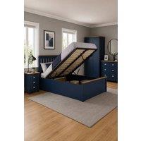Birlea Small Double Ottoman Bed Navy Blue Aspen Wood Frame Storage 4FT Oak