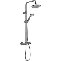 Balterley Pride Round Shower Kit with Fixed Head & Handset - Brushed Pewter in Silver