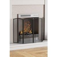 Home Discount Fire Vida Stanton 4 Panel Fire Guard Fireplace Shield Protector in Black
