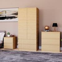 Home Discount Vida Designs Denver Bedroom Set (2 Dr Bedside, 3 Dr Chest, Wardrobe) in Brown