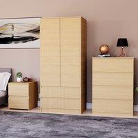 Home Discount Vida Designs Denver Bedroom Set (2 Dr Bedside, 4 Dr Chest, Wardrobe) in Brown