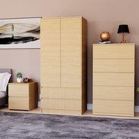 Home Discount Vida Designs Denver Bedroom Set (2 Dr Bedside, 5 Dr Chest, Wardrobe) in Brown