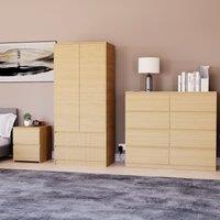 Home Discount Vida Designs Denver Bedroom Set (2 Dr Bedside, 8 Dr Chest, Wardrobe) in Brown