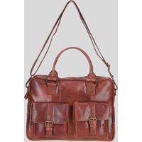 Ashwood Leather Executive Leather Laptop Bag with Buckle Pockets in Tan