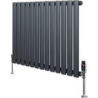 Monstershop Oval Single Column Radiator & Valves - 600mm x 780mm - Anthracite Grey