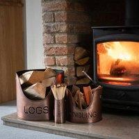 Hill Interiors Three Piece Fire Wood Bucket Set in Copper