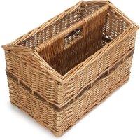 Red Hamper Wicker Magazine Rack Basket in Brown