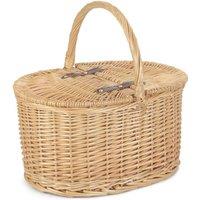 Red Hamper Wicker Buff Oval Wicker Picnic Basket in Brown