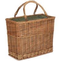 Red Hamper Wicker Green Tweed Rectangular Cooler Basket in Brown