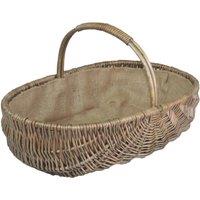 Red Hamper Wicker Shallow Antique Wash Lined Garden Trug in Grey | Size: Large