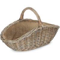 Red Hamper Wicker Antique Wash Harvesting Basket in Grey | Size: Large