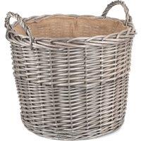 Red Hamper Wicker Antique Wash Finish Lined Log Baskets in Grey