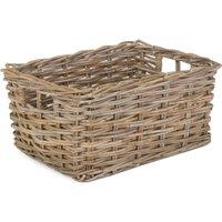 Red Hamper Rattan Rectangular Grey Rattan Storage Baskets | Size: Large