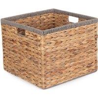Red Hamper Water Hyacinth Square Water Hyacinth With Grey Rope Border Storage Basket in Brown | Size: Medium