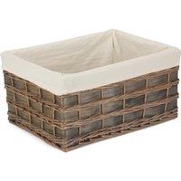 Red Hamper Wicker Grey Scandi Storage Basket With White Lining | Size: Large