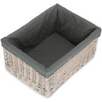 Red Hamper White Wash Grey Lined Open Storage Basket | Size: Large