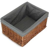 Red Hamper Double Steamed Grey Cotton Lined Willow Storage Baskets | Size: Large