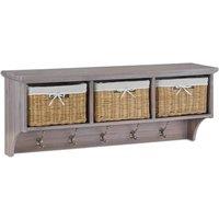 Statement Furniture Tetbury Acacia Wood Coat Rack / Shelf with Storage Baskets - Large in Brown