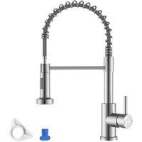 Dayone Stylish Kitchen Mixer Tap with Pull Down Sprayer Brushed Nickel in Silver