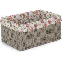 Red Hamper Paper Rope Storage Basket with Garden Rose Cotton Lining in Grey | Size: XL