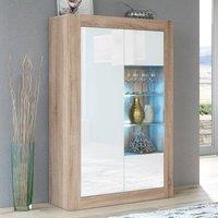 Mex Furniture LTD Display Cabinet Arcadia 140cm - Oak & White Gloss Doors & LED Lights