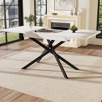 BTM Extendable Dining Table 120 - 160 cm, White Marble & Black Legs