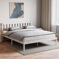 HD Designs Milan Wooden Bed Low Foot with Memory Foam Mattress in White | Size: Double