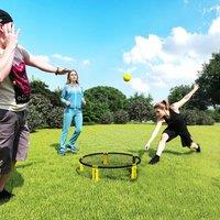 SPORTNOW Spike Game Set, Mini Beach Games Set with Net, 3 Balls & Pump in Black