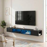 HOMCOM TV Stand with RGB LED Lights for 75-Inch TV in Black