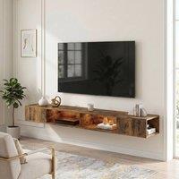 HOMCOM TV Stand with RGB LED Lights for 75-Inch TV in Brown