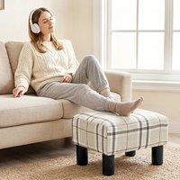 HOMCOM Chic Linen Fabric Foot Stool Ottoman Cube with Legs | Size: 40 cm x 30 cm