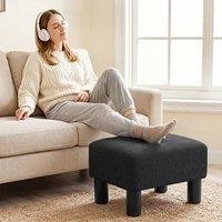 HOMCOM Chic Linen Fabric Foot Stool Ottoman Cube with Legs in Black | Size: 40 cm x 30 cm