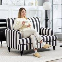 HOMCOM Cuddle Chair with Stripe, Armchair for Living Room, Black & White