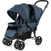 Costway Foldable Double Baby Stroller Convertible Baby Bassinet w/ Canopies in Blue