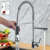 SPETLEK Modern Monobloc Pull Out Kitchen Mixer Tap Dual Spout Spray UK in Silver