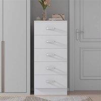 SPETLEK 5 Drawer Chest of Drawers Matt White | Size: 0.6m2