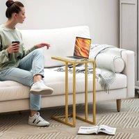 STILVORA C-Shaped Side Table with Glass Top & Steel Frame in Gold